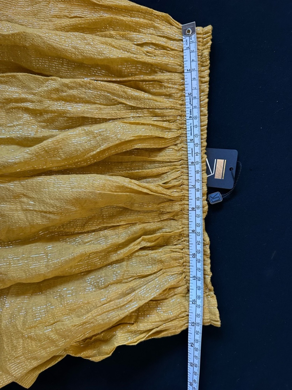 Suzi Kondi Metallic Mustard Gold Gathered shorts with pockets XS-S skater NWT - Picture 15 of 16